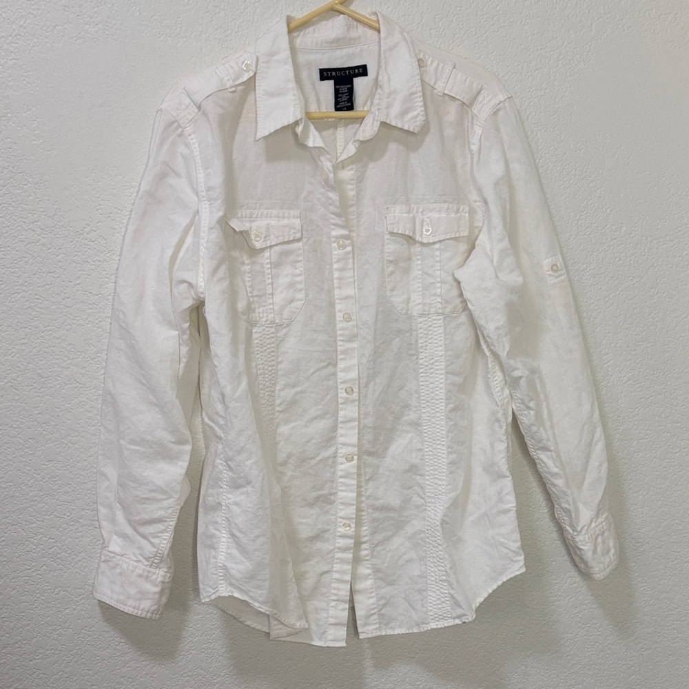 Structure White Casual Button Down Shirt